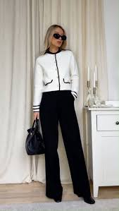 Monochrome Marvel: Stylish Black and White Office Outfit Inspiration! ⚫⚪