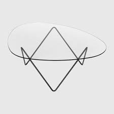 Adds a supporting role in a diminutive. Contemporary Coffee Table Pedrera Gubi Glass Metal Base Triangular