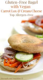 (poor college student = not sure when the next good meal is coming.) Gluten Free Bagel With Vegan Carrot Lox Cream Cheese Allergy Free