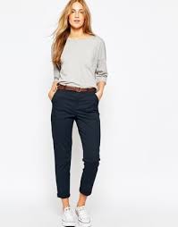 Black And White Smart Casual Dress Women S Grey Sweatshirt Black Chinos White Canvas Low Top Sneakers Brown Leather Belt Casual Work Outfits Casual Outfits Casual Fashion