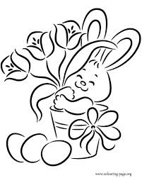 Discover (and save!) your own pins on pinterest. Easter Easter Bunny With Flowers And Easter Eggs Coloring Page Coloriage Paques Coloriage Fleur Coloriage Lapin De Paques