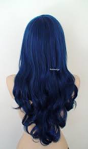 Black And Blue Hairstyles For Long Hair Black Blue Wig Long Curly Hair Long Side Bangs Wig Durable Etsy In 2020 Wig Hairstyles Long Hair Styles Long Curly Hair