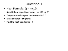 Specific heat & molar specific heat. Specific Heat Calculations Ppt Download