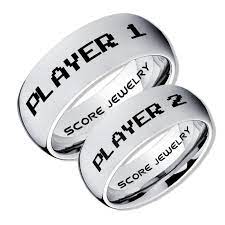 Gamer Rings Couple Ring Set Player 1 Player 2 Rings Silver Gamer Wedding Rings Silver Tungsten Gamer Wedding Bands Silver Tungsten Rings Silver Wedding Ba Couples Ring Set Silver Wedding Bands
