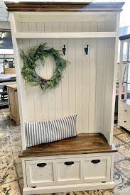 Logan Distressed White Hall Tree White Hall Tree Entryway Decor Small Hall Tree With Storage