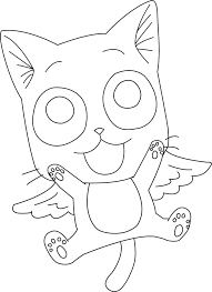 A young cat is playing. Funny Happy Cat Coloring Page Anime Coloring Pages