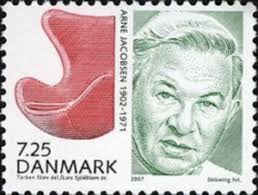 Stamp: Arne Jacobsen and 'Egg' chair (Denmark(Famous Danes 2007) Mi:DK  1479,Sn:DK 1395,Yt:DK 1482,Sg:DK 1510,AFA:DK 1520,Un:DK 1482,WAD:DK029.07 📮