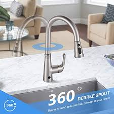 Elkay commercial sinks can be found in public spaces such as classrooms, office buildings, health care facilities, parks and recreation areas and more. Kitchen Sink Faucet Touchless Dalmo Kitchen Faucet Brushed Nickel With Fingerprints Resistant Single Handle Sensor Kitchen Sink Faucet With 3 Modes Pull Down Sprayer Metal Deck Plate Pricepulse