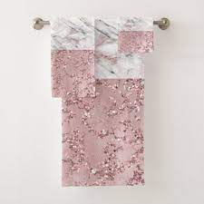 Rose Gold Modern Glam Marble Glitter Decorative Bath Towel Set Zazzle Com Decorative Bath Towels Gold Bathroom Decor Decorative Bath Towel Sets