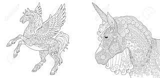 Just because the greek god pegasus was known for being pure white doesn't mean he has to stay that way. Coloring Pages Coloring Book For Adults Colouring Pictures With Unicorn And Pegasus Horse Antistress Freehand Sketch Drawing With Doodle And Elements Royalty Free Cliparts Vectors And Stock Illustration Image 109148391