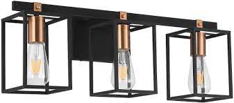 | wall fixtures └ lamps, lighting & ceiling fans └ home & garden all categories antiques art automotive baby books business & industrial cameras & photo cell phones. Amazon Com Modern Industrial Bathroom Vanity Light Fixtures 3 Lights Liwuu Black And Antique Brass Gold Metal Cage Farmhouse Rustic Wall Sconce Lighting Bath Vintage Vanity Lights Bar Over Mirror Home Improvement