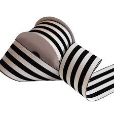 Black And White Striped Ribbon Striped Ribbon In Black And Cream 2 5 Wide X 10 Yd Black And White Ribbon White Stripes Wedding White Wedding Bouquets