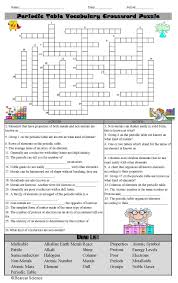 Periodic Table Crossword Puzzle Periodic Table Chemistry Worksheets Vocabulary