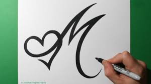 Download How To Draw Letter M Heart Fancy Lettering Stylized Initials Tattoo Logo Design Style Youtube