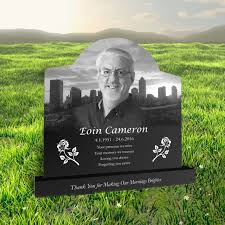 Eoin Cameron Laser Etched Black Granite Headstone Designed By Forever Shining Design A Headstone Online Visit Our We Headstones Granite Headstones Tombstone