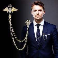mens suit chain brooch