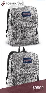 Black And White Jansport Backpack Nwot Jansport Superbreak Backpack Doodle Jansport Superbreak Backpack Jansport Backpacks