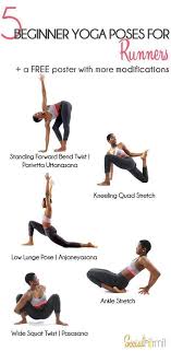 Beginner Yoga Poses For Runners Click Through For A Free Modifications Poster Printable Runnin Easy Yoga Workouts Yoga For Beginners Yoga Poses For Beginners