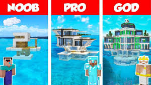How to build a house on the water in minecraft #100 подробнее. Minecraft Noob Vs Pro Vs God Modern House On Water Build Challenge In Minecraft Animation Video Dailymotion