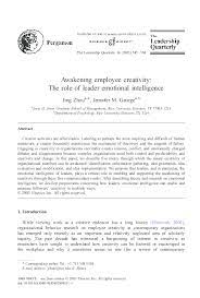 Pdf Awakening Employee Creativity The Role Of Leader Emotional Intelligence Khushboo Sachdeva Academia Edu