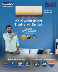 Indulge in luxury with the Lloyd Luxuria Collection of Designer ACs!  Introducing Lloyd Stunnair, India's first AI-powered designer AC with a  unique sliding fascia that redefines the performance & aesthetic value of