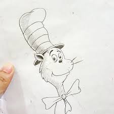 How to draw a cat face. Elaine Margret Art A Quick Drawing Of The Cat In The Hat While