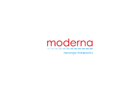 White flag with the new moderna logo waving in the wind. Moderna Therapeutics