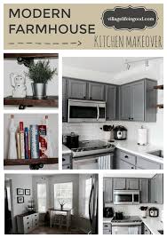 A grey island provides a neutral. Modern Farmhouse Kitchen Makeover