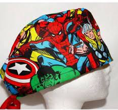 Ready To Ship Marvel Superhero Tie Back Surgical Cap Scrub Etsy In 2021 Surgical Cap Surgical Caps Scrub Hats Scrub Hats