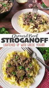 Ground Beef Stroganoff With Greek Yogurt That S Deelicious Recipe Healthy Stroganoff Recipe Healthy Beef Stroganoff Beef And Mushroom Recipe