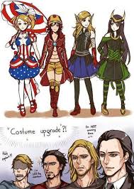 Haha Not Really Into The Avengers Genderbending But I Love This Drawing Xd Avengers Costumes Avengers Girl Avengers