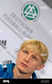 Andreas Beck of Germany's national soccer team, speaks during a press  conference in Hamburg, northern Germany,