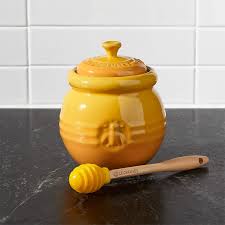 Honey jar, jelly pudding, table napkins honey dipper, jar, hive and honeycomb. Le Creuset Honey Pot With Dipper Reviews Crate And Barrel