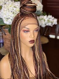 Amy Braids Handmade Braided Lace Frontal Micro Box Braids Wig 26 Inches for  Black Women, Natural Looking Handmade Braided Wigs