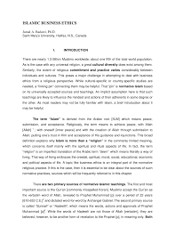 Pdf Islamic Business Ethics