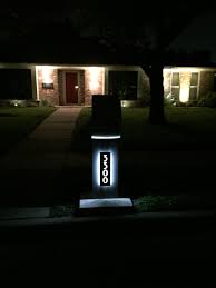Dark brick mailbox diy project, lighted, red flag, locked mailbox designed and built by mac anderson. Odyssey Unit The Mailbox Doctor Landscape Design Landscape Lighting Mailbox Landscaping