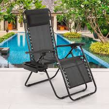 Fdw zero gravity adjustable patio lounge recliner. Buy Zero Gravity Chair Zero Gravity Lounge Chair 1 Pack Folding Lawn Chair Adjustable Reclining Patio Chairs With Pillow And Side Table For Pool Yard With Cup Holder Black Online In Turkey B097mrsprt