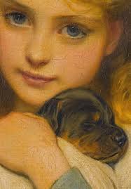The Little Foster Mother~ Charles Sillem Lidderdale ~( Ah. . .The  Expression On That Little Dog's Face...)