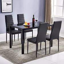 You need an affordable product like the zimtown set of 4 dining side chairs from walmart. Godecor Dining Table Set 5 Piece Kitchen Table Set With Glass Table Top 4 Leather Chairs Dinette Black Walmart Com Walmart Com