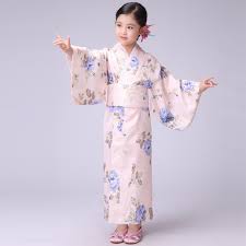 كيمونو ياباني تقليدي للأطفال ، فستان طويل للفتيات ، رداء حمام يوكاتا ،  كيمونو ساتان للأطفال
