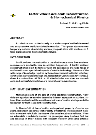 N Motor Vehicle Accident Reconstruciton And Biomechanical