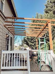 Diy Clear Corrugated Covered Pergola Attached To The House And An Existing Deck Rain And Pine Deck With Pergola Covered Pergola Pergola