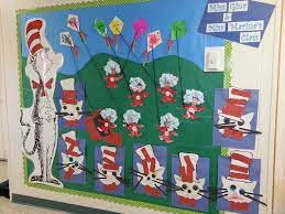Cat In The Hat Theme Bulletin Board Preschool Bulletin Preschool Bulletin Boards Education Preschool