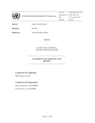 Page 1 of 20 UNITED NATIONS DISPUTE TRIBUNAL Before: Judge Vinod Boolell  Registry: Nairobi Registrar: Abena Kwakye-Berko DORRA
