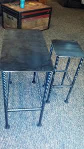 Custom Recycled Rebar Table Base With Rectangular Metal Table Top Left Bare Metal With Clear Coat Finish In Just The Size You Need In 2020 Metal Table Top Metal Table Welding Table