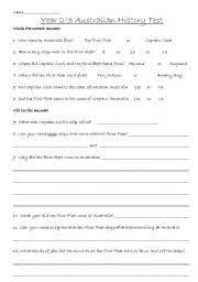 english worksheets australian history test
