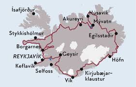 Karte Zur Mietwagenrundreise Die Grosse Rundreise Reisen Island Ferien Island Reise
