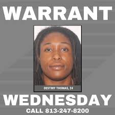 🚨𝗪𝗔𝗥𝗥𝗔𝗡𝗧 𝗪𝗘𝗗𝗡𝗘𝗦𝗗𝗔𝗬🚨 Detectives with #teamHCSO are asking  for the public's help locating Destiny Thomas, 24. She is wanted for the  following charges: ▫Delivery of a Controlled Substance within 1000 Feet of a