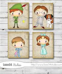 Personajes De Peter Pan Vintage Mapa Fondo Art Por Lane34party 20 00 Digital Art Prints Peter Pan Characters Peter Pan And Tinkerbell
