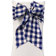 Black And White Checkered Chair Sashes August Grove Huertas Checkered Chair Bow Colour White Royal Blue In 2020 Chair Bows Striped Table Runner Bows